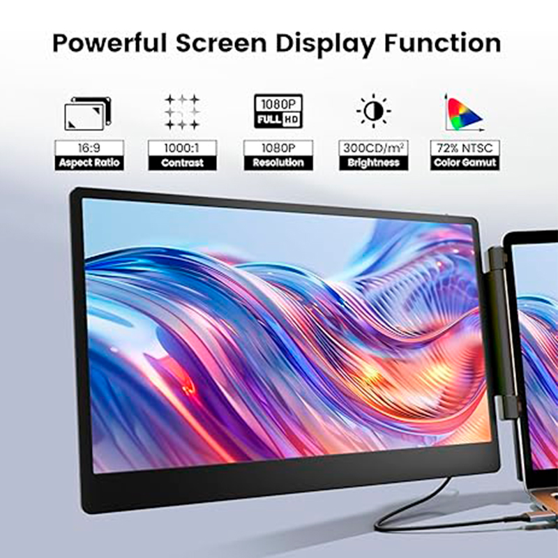 Extensor Dual de monitor 14" para portatiles de 13"-17", FHD (1920x1080), IPS, USB-C/HDMI