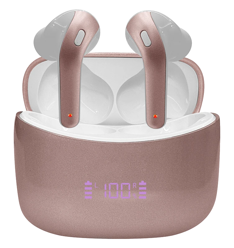 Audífonos Teros Te-8074gr, Bluetooth, Tws, Rosa/dorado