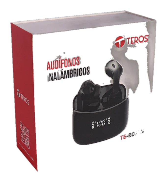 Audífonos TEROS TE-8074N, Bluetooth, TWS, negro