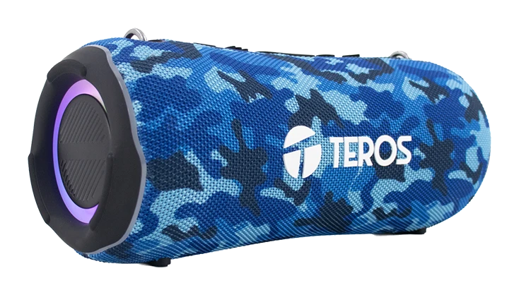 Parlante Teros Ultra Te-6046bm, Bt 5.3, Rgb, Tws, Color Azul Militar Camuflado