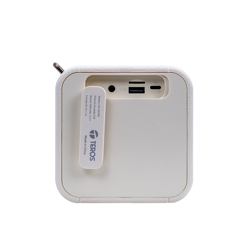Parlante inalámbrico TEROS Legacy 6051, 8W, BT 5.3, 1500 mAh, USB, TF, Aux, Beige