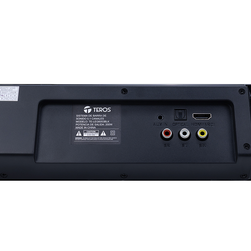 Sistema de audio 5.1 con barra de sonido TEROS Legacy 6053, 200W, BT, USB, Micrófono