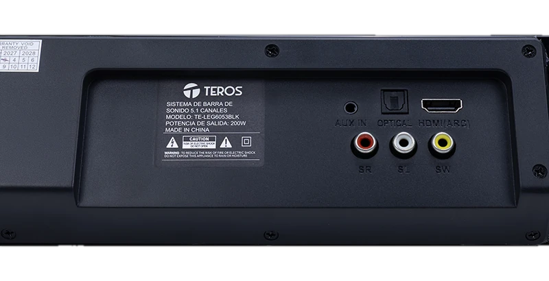 Sistema de audio 5.1 con barra de sonido TEROS Legacy 6053, 200W, BT, USB, Micrófono
