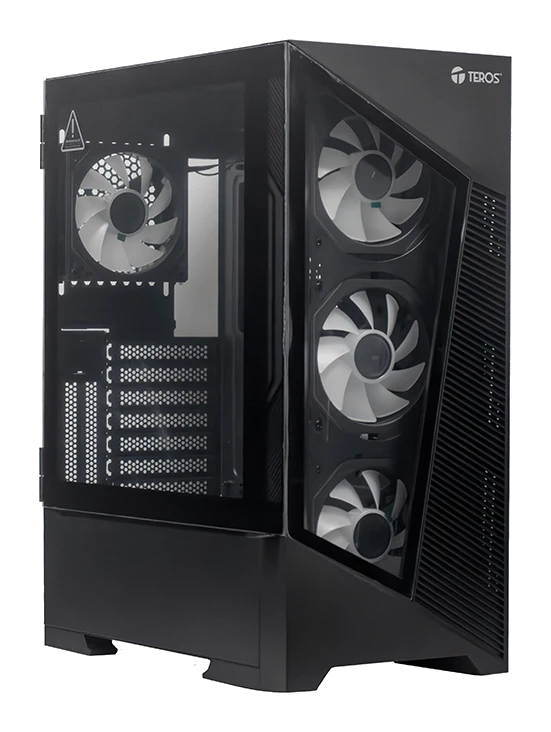 Case Sin Fuente Gamer Teros Te-1330g, Itx, M-atx, Atx, E-atx, 3.5" Y 2.5", Negro