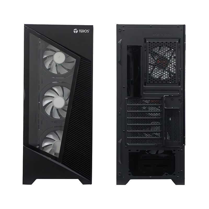 Case sin fuente Gamer TEROS TE-1330G, ITX, M-ATX, ATX, E-ATX, 3.5" y 2.5", Negro