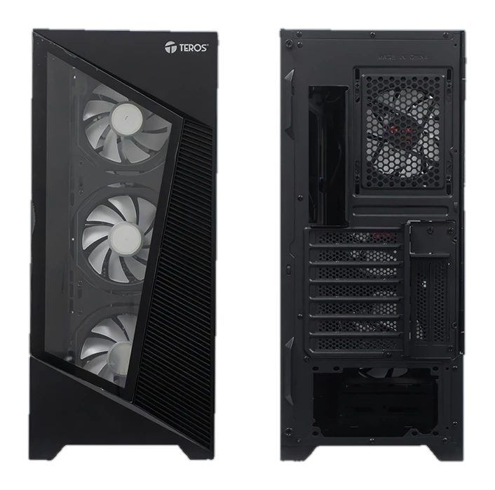 Case sin fuente Gamer TEROS TE-1330G, ITX, M-ATX, ATX, E-ATX, 3.5" y 2.5", Negro