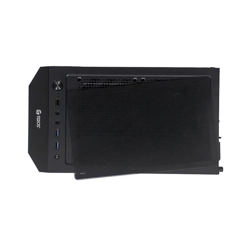 Case sin fuente gamer TEROS TE-1332G, ITX, M-ATX, ATX, 3.5" y 2.5", negro