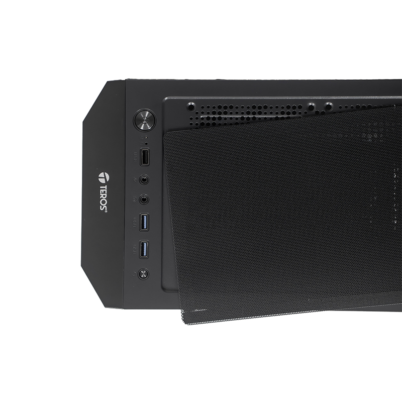 Case sin fuente gamer TEROS TE-1332G, ITX, M-ATX, ATX, 3.5" y 2.5", negro