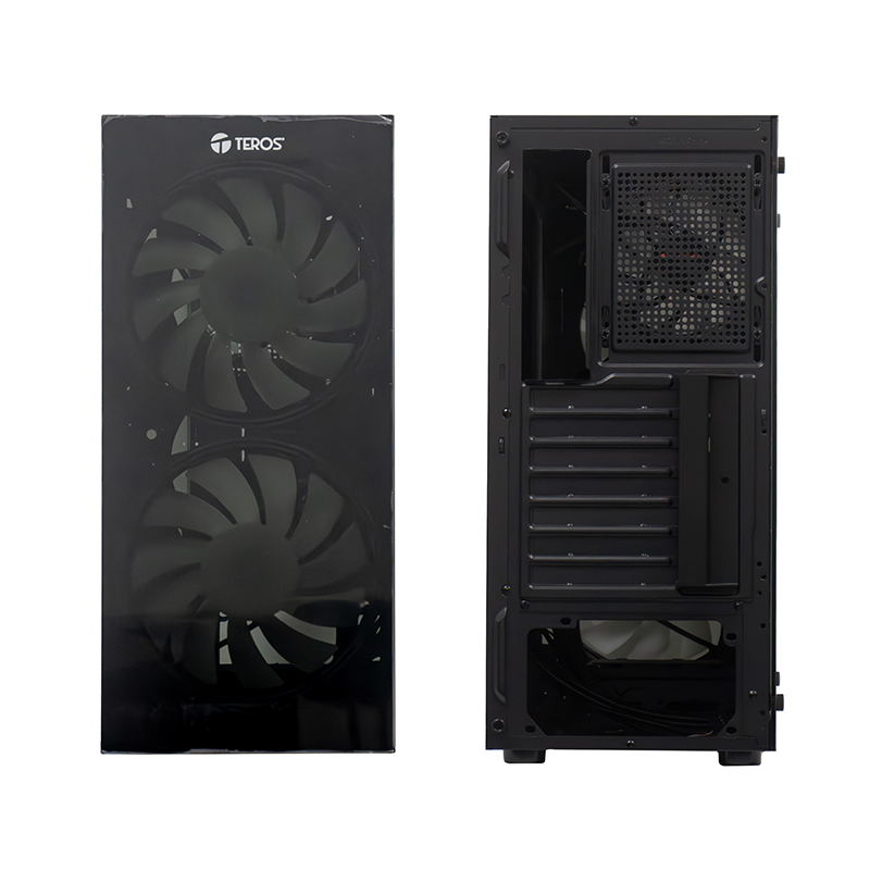 Case sin fuente gamer TEROS TE-1333G, ITX, M-ATX, ATX, 3.5" y 2.5", negro