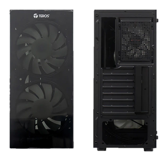 Case sin fuente gamer TEROS TE-1333G, ITX, M-ATX, ATX, 3.5" y 2.5", negro