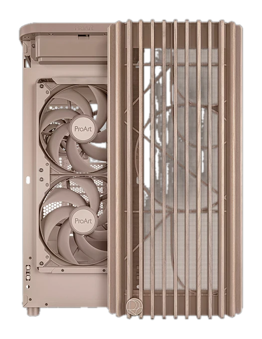 Case ASUS ProArt PA401 Wood Edition Beige - Tempered Glass Panel