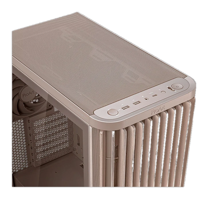 Case ASUS ProArt PA401 Wood Edition Beige - Tempered Glass Panel