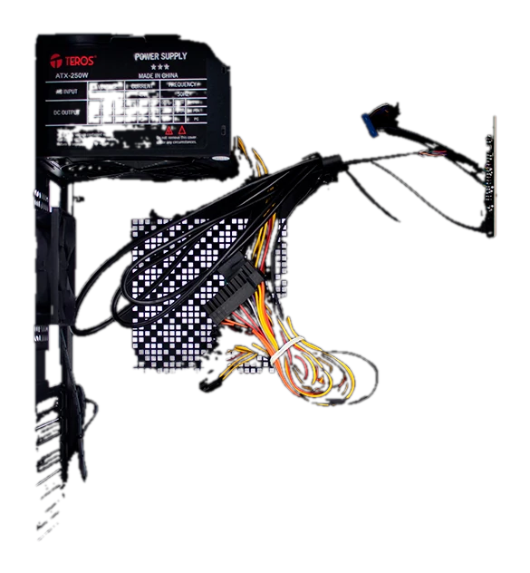 Case TEROS TE-1036S, Factor de forma ATX, 250 W, USB 3.0 / 2.0, audio, negro.