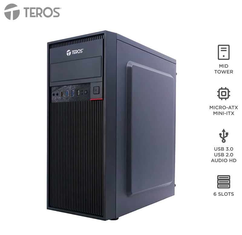 Case Gamer Teros Te-1319g, Mid Tower, 450w, Usb 3.0 / 2.0, Audio, Negro