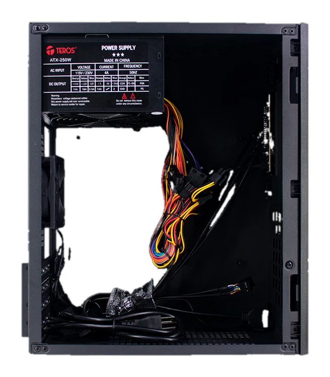 Case TEROS TE-1033S, Mini Tower ATX, 250 W, USB 3.0 / 2.0, audio HD, negro