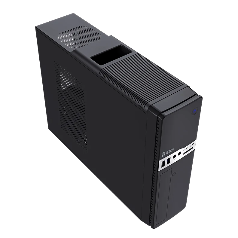 Case Teros Te-1032s, Slim, 250 W, Usb 3.2 / Usb 2.0, Audio Hd, Dvd, Negro — vista 2