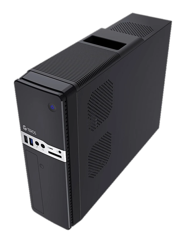 Case Teros TE-1032S, Slim, 250 W, USB 3.2 / USB 2.0, Audio HD, DVD, Negro