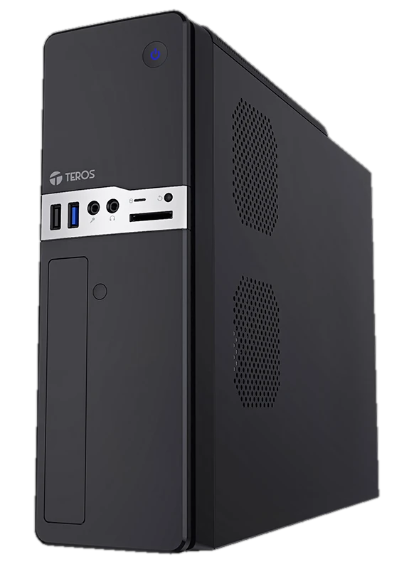 Case Teros TE-1032S, Slim, 250 W, USB 3.2 / USB 2.0, Audio HD, DVD, Negro