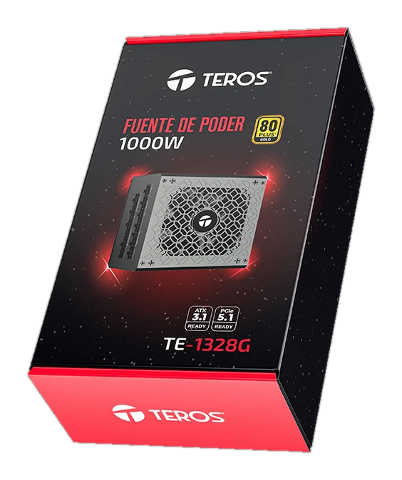 Fuente de Alimentación Gamer Teros TE-1328G, Formato ATX, 1000W 80 Plus Gold 155-240V