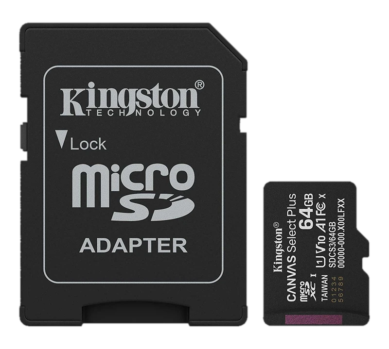 Tarjeta De Memoria Kingston 64gb Microsd Canvas Select Plus -100mb/seg - Uhs-i Clase 10