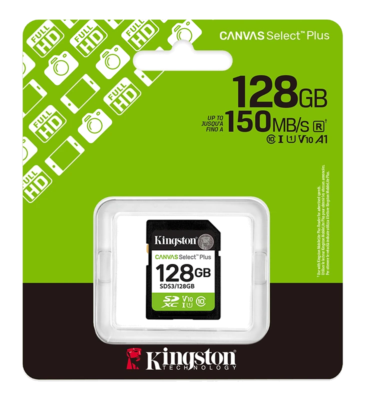 Memoria Card SD Kingston SD Canvas Select Plus 128GB, categoría de velocidad: UHS-I/U1/V10