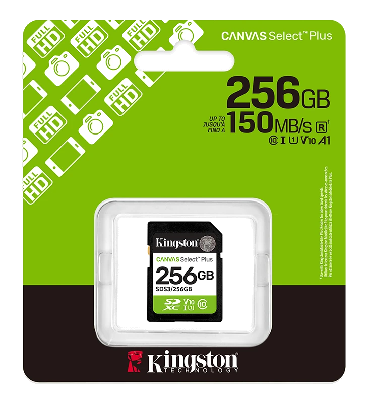 Memoria Card SD Kingston SD Canvas Select Plus 256GB, categoría de velocidad: UHS-I/U1/V10