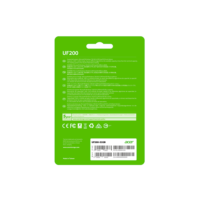 Memoria Flash USB Acer UF200-32GB, Interfaz USB 2.0