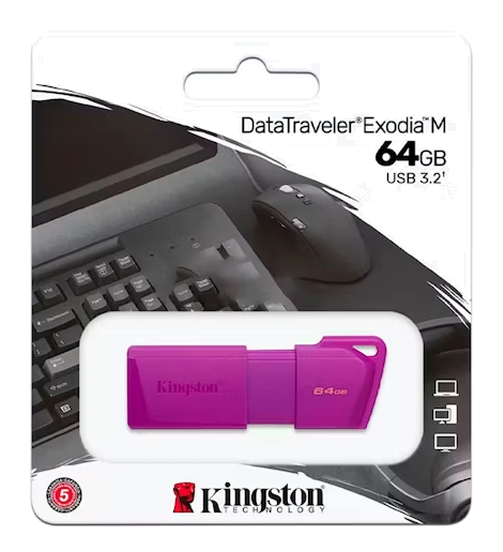 Memoria Flash Usb Datatraveler Exodia M, 64gb, Usb 3.2 Gen 1 (tipo-a) Neon Purple (morado)