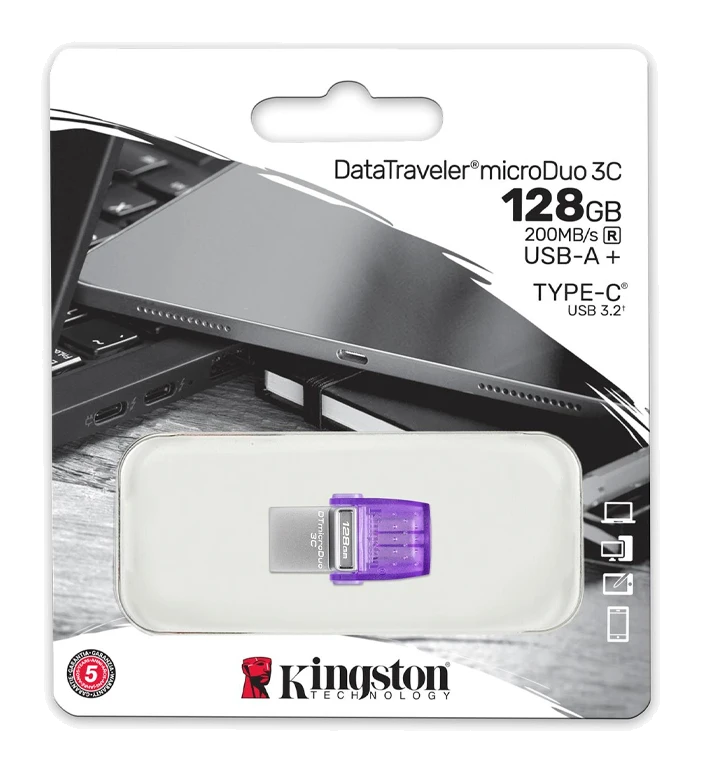 Memoria Flash Usb Kingston 128gb Datatraveler Microduo 3c 200mb/s Dual Usb-a + Usb-c