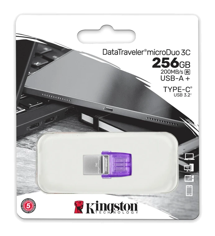 Memoria Flash Usb Kingston 256gb Datatraveler Microduo 3c 200mb/s Dual Usb-a + Usb-c
