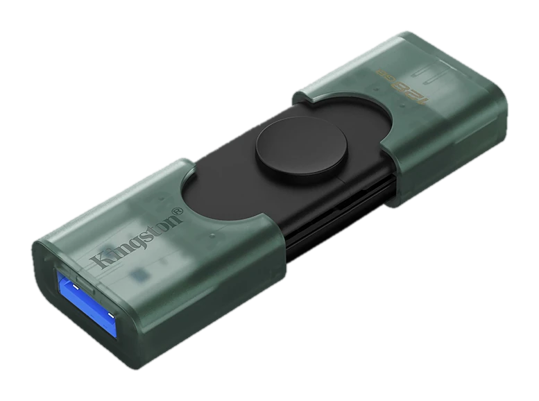 Memoria Flash USB Kingston DataTraveler Duo, 128GB USB 3.2 Gen 1, Color Negro Mate