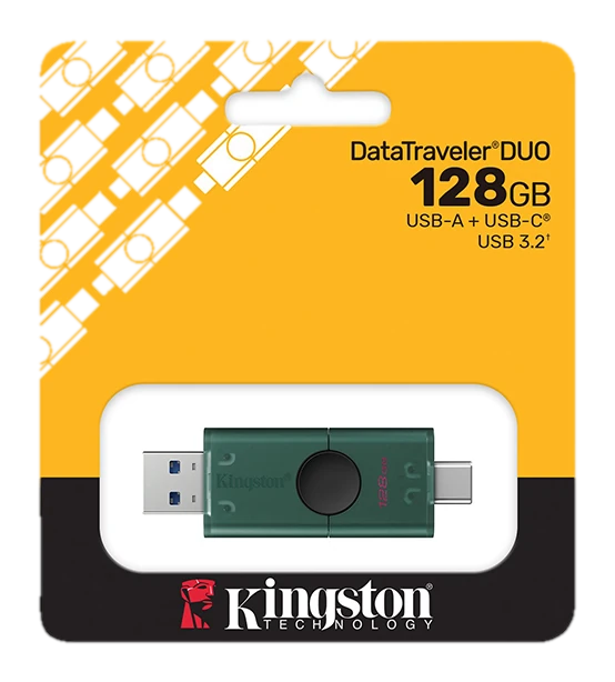 Memoria Flash USB Kingston DataTraveler Duo, 128GB USB 3.2 Gen 1, Color Negro Mate