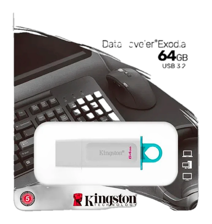 Memoria Flash Usb Kingston Datatraveler Exodia, 64gb, Usb 3.2 Gen 1, Blanco