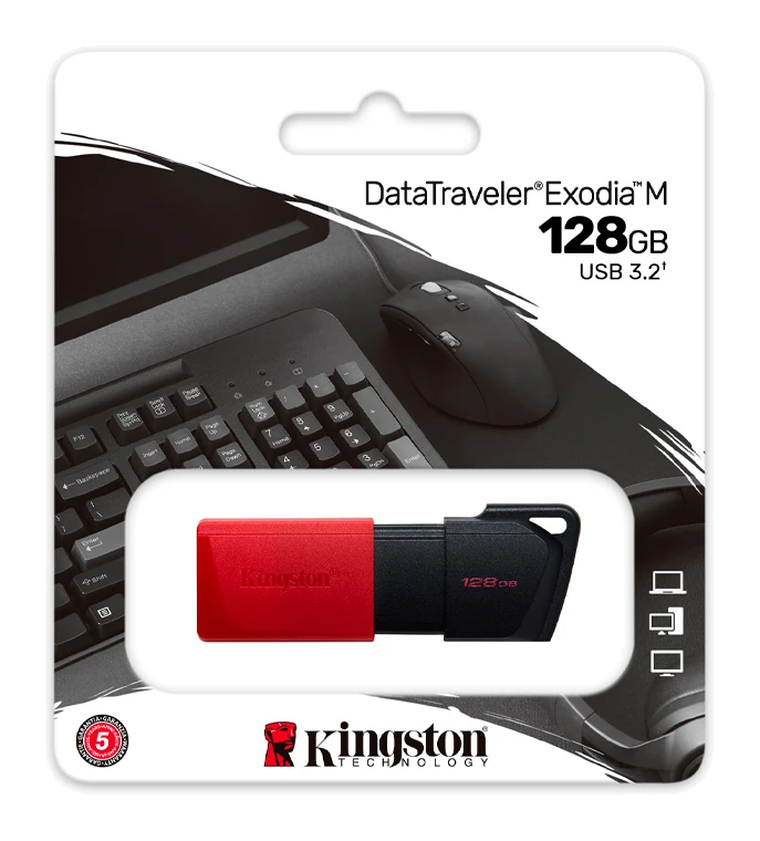Memoria Flash Usb Kingston Datatraveler Exodia M, 128gb, Usb 3.2 Gen 1, Rojo