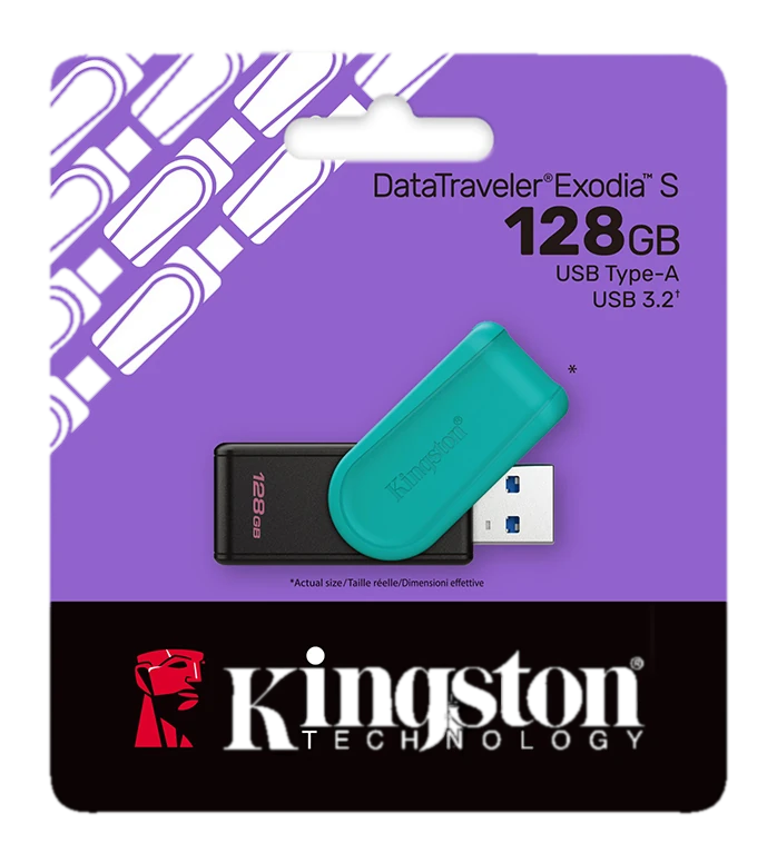 Memoria Flash USB Kingston DataTraveler Exodia S, 128GB, interfaz: USB 3.2 Gen 1, Verde