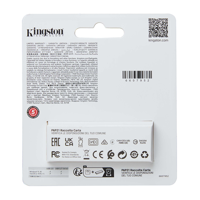 Memoria Flash USB Kingston DataTraveler Exodia S, 256GB, interfaz: USB 3.2 Gen 1, Naranja