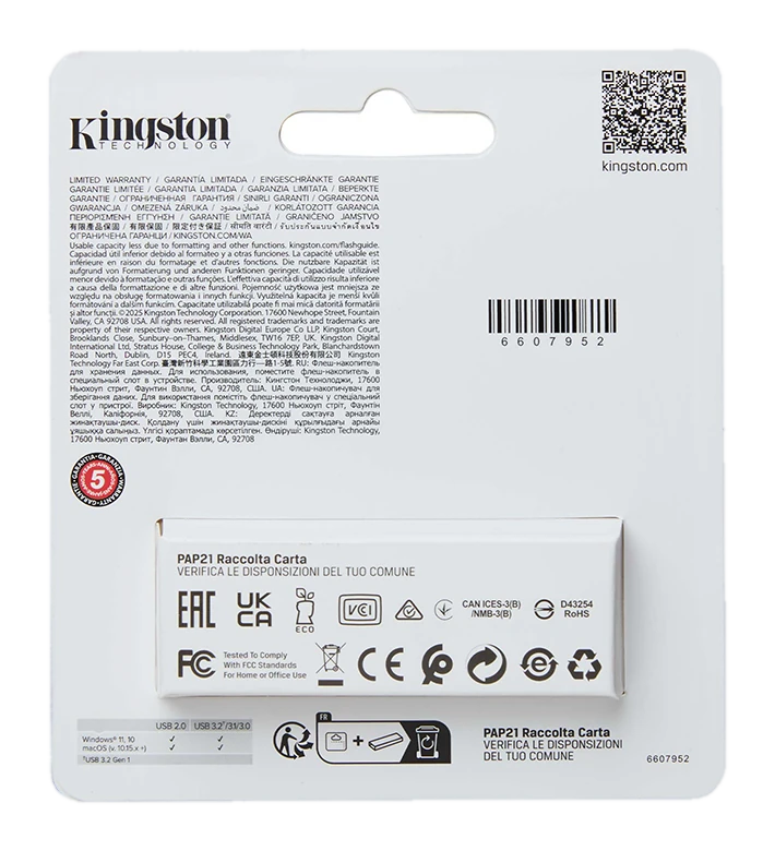 Memoria Flash USB Kingston DataTraveler Exodia S, 64GB, interfaz: USB 3.2 Gen 1, Negro