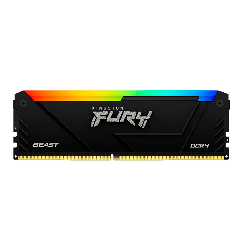 Memoria Kingston Fury Beast Rgb Black, 16gb, Ddr4-3600mt/s, Pc4-28800, Cl18, 1.35v,non-ecc