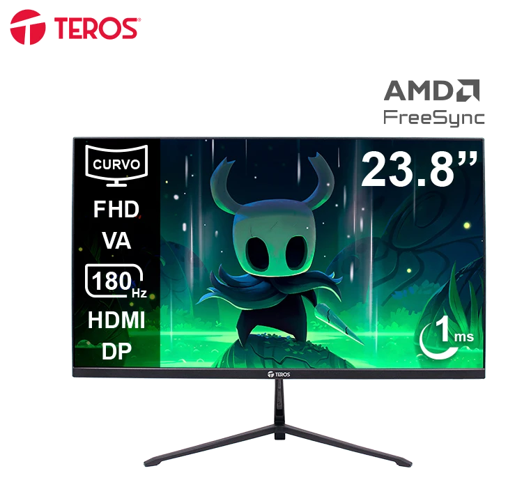 Monitor Curvo Gaming Teros Te-2476g, 23.8" Fhd Va, 180hz, 1ms, Hdmi, Dp, Audio Out