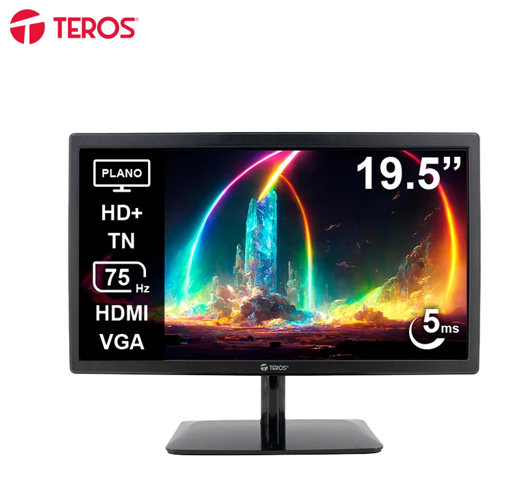 Monitor Plano Teros Te-1915s 19.5" Hd+ Tn 75hz 5ms Hdmi Vga Parlantes