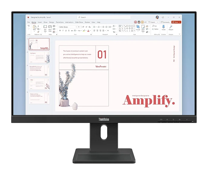 Monitor Plano Lenovo Thinkvision E24-40, 23.8" Wled Fhd Ips/hdmi/dp/vga/parlantes (2wx2)