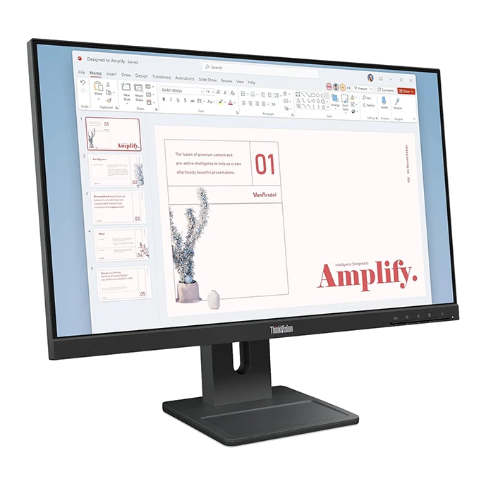 Monitor Plano Lenovo Thinkvision E24-40, 23.8" Wled Fhd Ips/hdmi/dp/vga/parlantes (2wx2) — vista 2