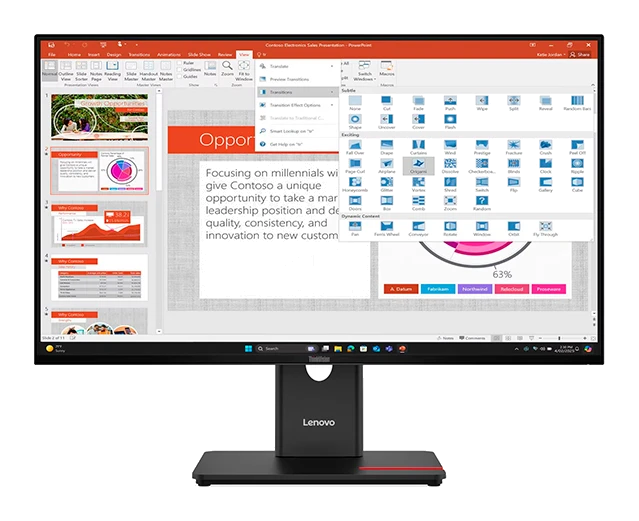Monitor Plano Lenovo Thinkvision T27-40, 27" Wled Fhd Ips/hdmi/dp/vga/usb-c/usb-b/usb-a X3