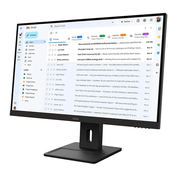 Monitor Lenovo Thinkvision E27-40, 27" Wled/fhd/ips/hdmi X1/dp X1/vga X1/parlantes: 2wx2 — vista 2