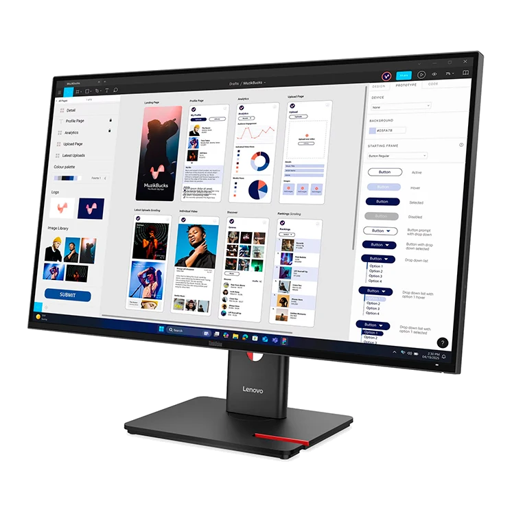 Monitor Plano Lenovo Thinkvision T32ud-40, 31" Wled Uhd/ips/hdmi/dp/usb-c/usb-a/rj45 — vista 2