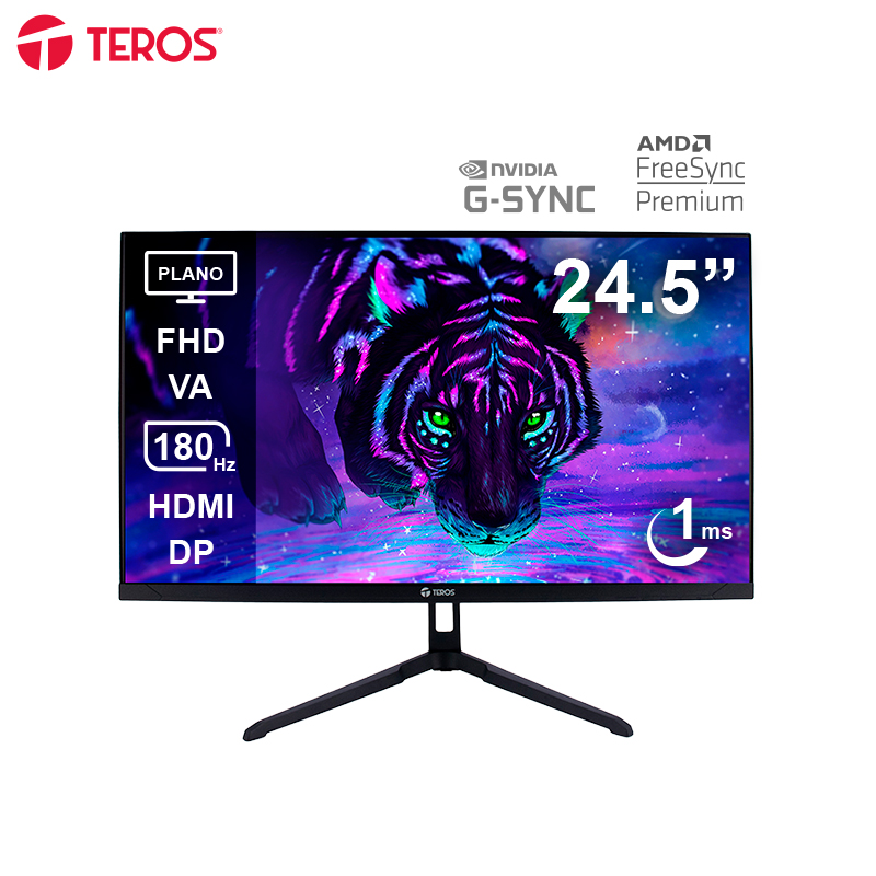 Monitor Plano Gaming Teros Te-2475g, 24.5" Fhd Va, 180hz, 1ms, Hdmi, Dp, Audio Out