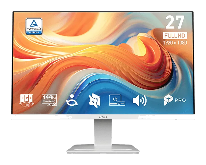 Monitor Plano Msi Pro Mp273w E14a, 27" Fhd Ips, 144hz,1ms, Hdmi, Dp, Vga, Earphone Out