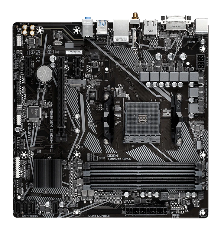 Motherboard Gigabyte A520m Ds3h Ac, Am4, Ddr4, Dvi-d, Hdmi, Dp, Micro-atx
