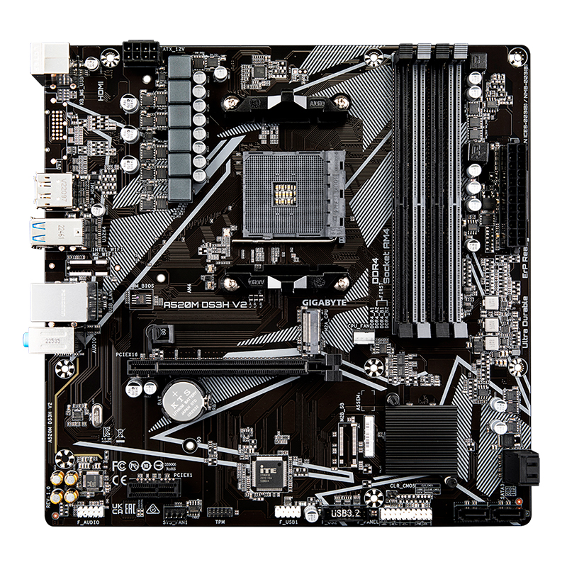 Motherboard Gigabyte A520m Ds3h V2 (rev. 1.0), Am4, Ddr4, Hdmi, Dp, Hd Audio.