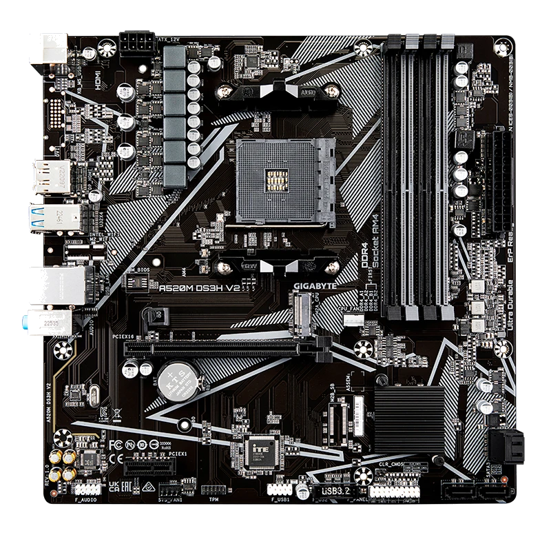 Motherboard Gigabyte A520m Ds3h V2 (rev. 1.0), Am4, Ddr4, Hdmi, Dp, Hd Audio.